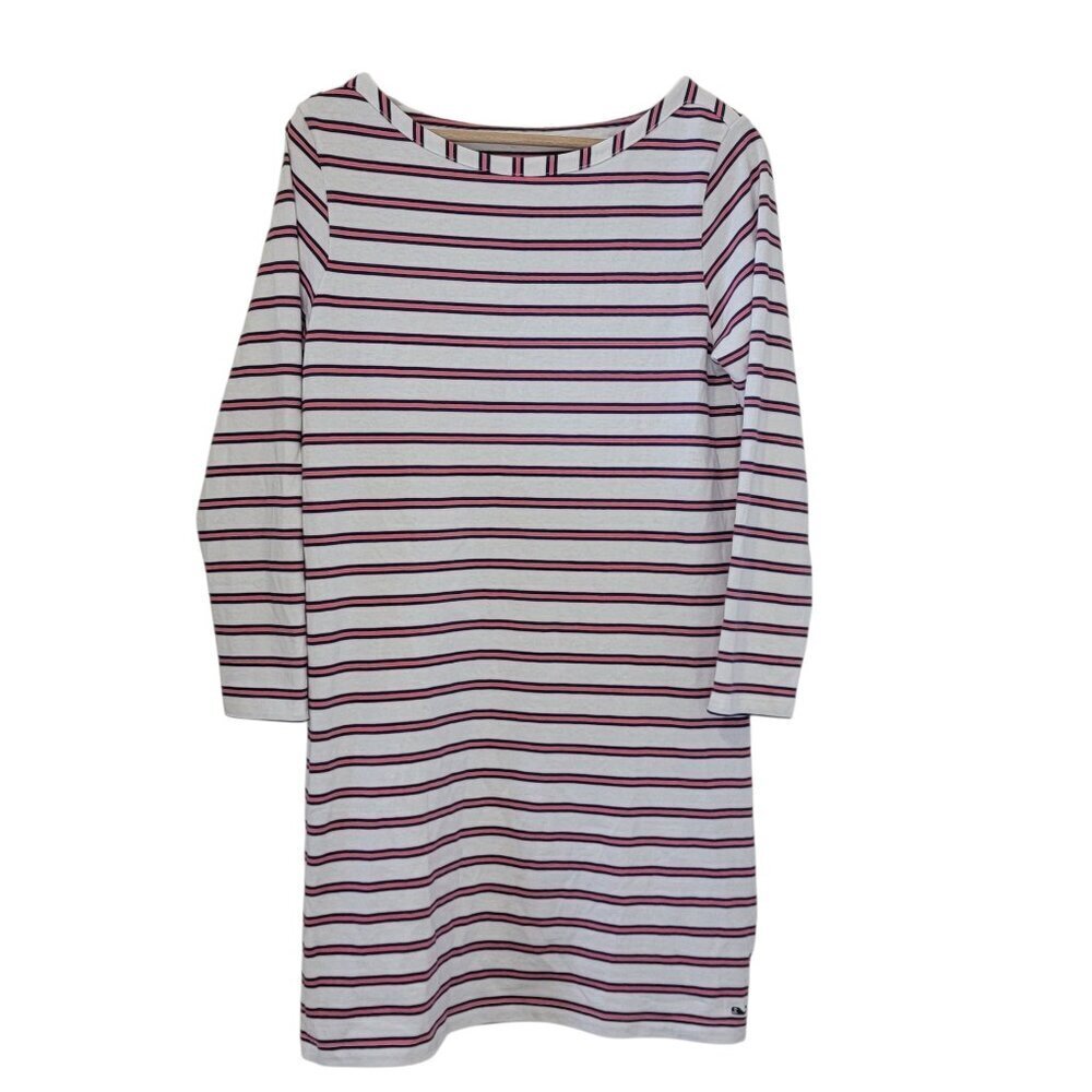 Vineyard Vines Campus Stripe Long Sleeve Boatneck Nautical T-Shirt Dress Size S